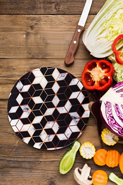 enc home Checkerboard Patterned Cutting Board and Presentation Tray