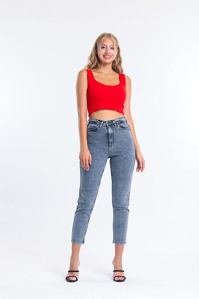 SHEVEGA Anthracite High Waist Lycra Mom Jean