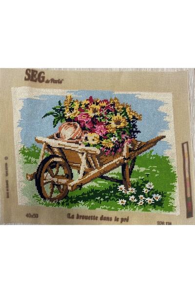 Seg "çiçek Arabası" El Işi Goblen Tablo