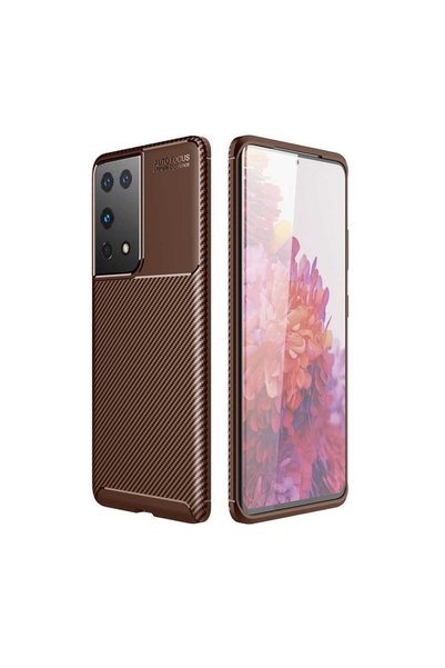 kılıffuarı Case for Samsung Galaxy S21 Ultra Case Carbon Design  Silicone Cover