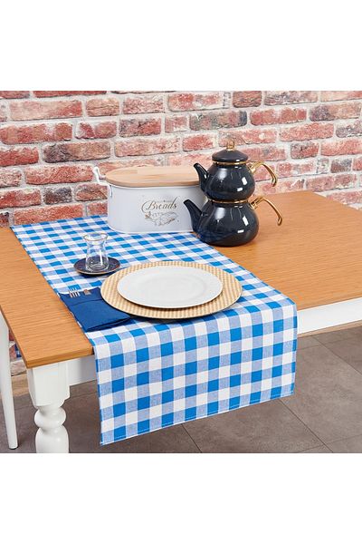 Donna Liberta Placemat, Blue Gingham Square Runner Gingham Runner