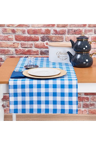 Donna Liberta Placemat, Blue Gingham Square Runner Gingham Runner