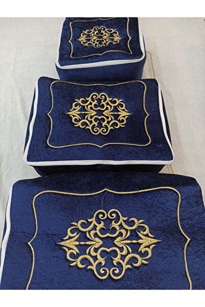 Yarençeyiz Çeyizlik Kadife Gold Işlemeli 3`lü Bohça Nişan Gelin Damat Hurcu