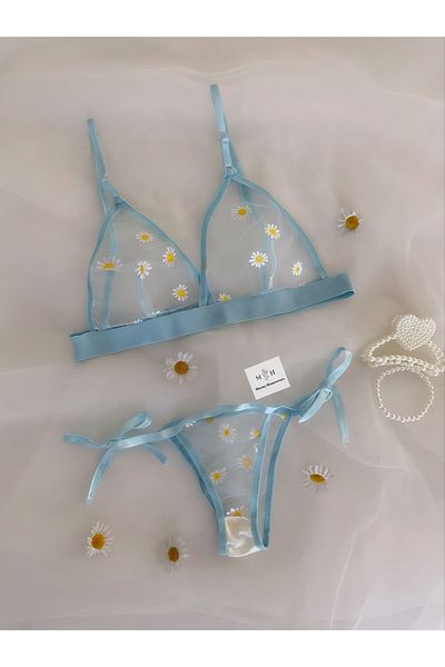 MH Moony Homewears Σετ Soft Blue Daisy Bralet