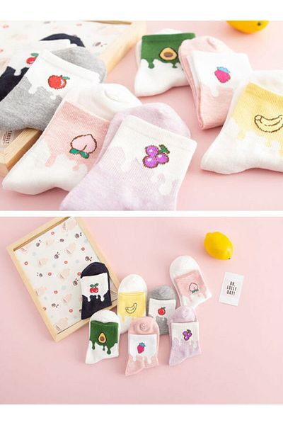 Color Socks 5 чифта комплект чорапи с шарени сладки плодове