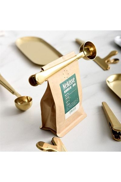 Buffer Coffee Measuring Spoon with Gold Latch - Multifunctional Stainless Steel