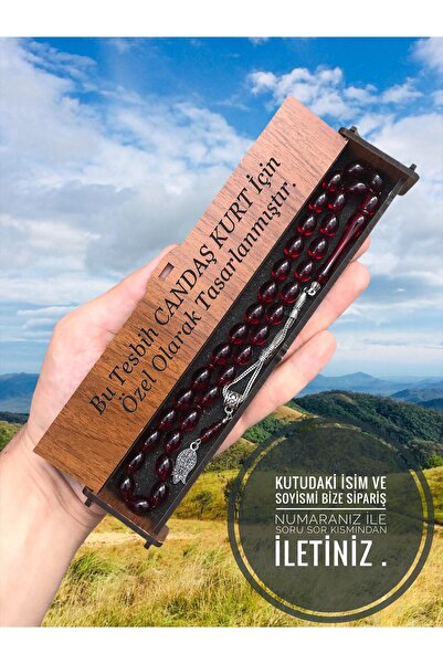 KANUNİ TESBİH Mărgele de rugăciune de culoare cireșe tăiate de orz