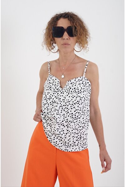 Zelish My Sister Abstract Polka Dot Pattern Iron Strappy Blouse