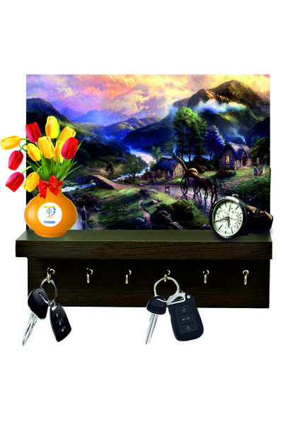 Tiydem Ahşap Anahtarlık / Anahtar Askısı Raf / Dekoratif Kapı Arkası Anahtar ...