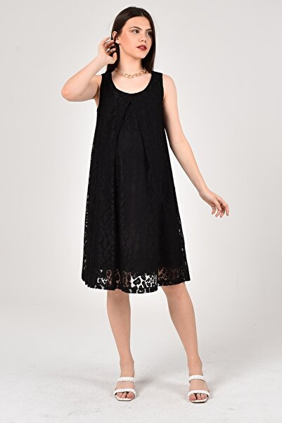 MİMBA Dantellı Sıyah Hamıle Elbısesı