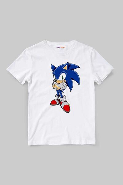 Morinna İm تي شيرت للأطفال للجنسين بطبعة سونيك القنفذ Mr-25