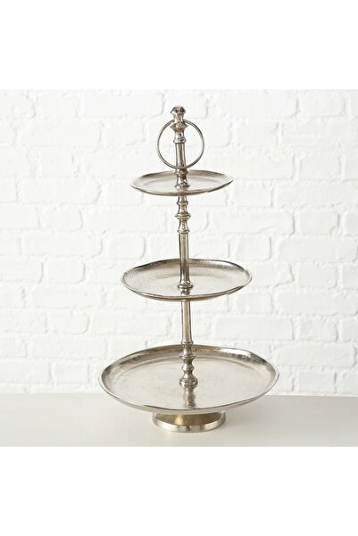 BOLTZE HOME Gümüş Dekoratif Raflı Stand 48cm