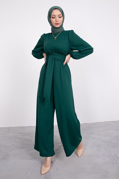 HB MODA COLLECTİON Wrapped Wide Belt Hijab Jumpsuit