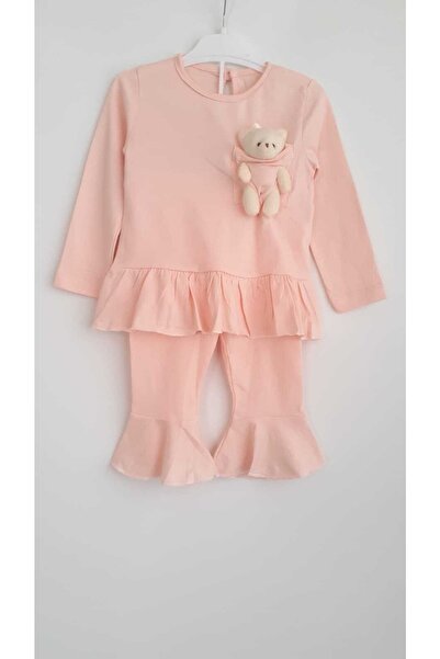 Elvinsa Powder Colored Teddy Bear Frilly Spaghetti Baby Girl Set