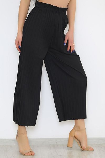 MB-MODA BİZİMLE Women's Black Pleated Loose Trousers