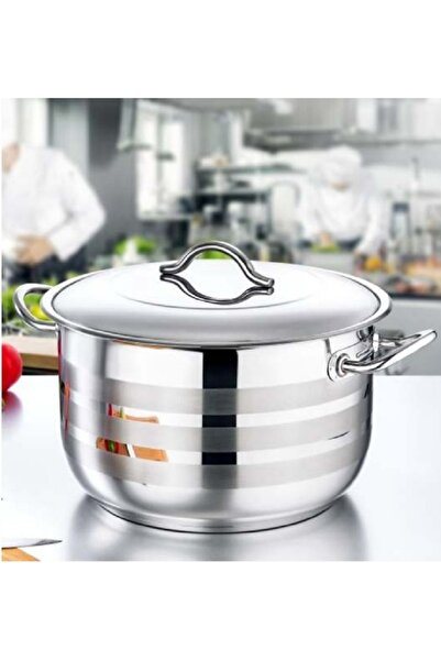 En Ucuz Mağaza وعاء ستيل عميق مقاس 32×20 سم. 16.5 لتر. غطاء فولاذي مقبض فولاذ...