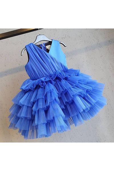 SCSTİL Saks Blue Double-breasted Collar Dress