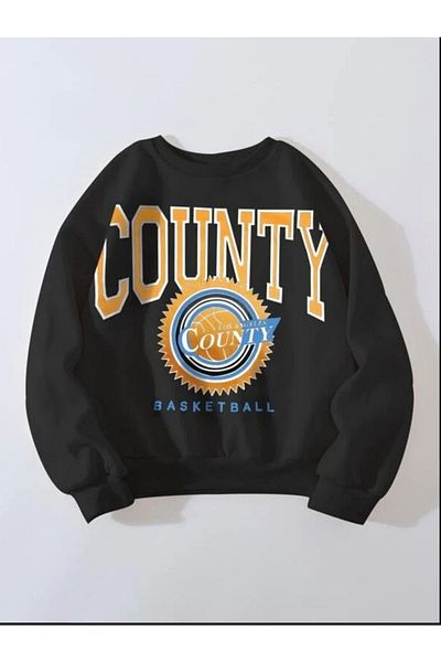 My Blog Oversize County Basketball Printed Oversize Swaetshirt