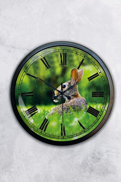 AİB STORE هدية ساعة حائط على شكل أرنب معدني أسود مقاس 40 سم