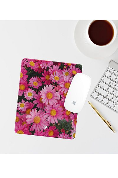 Özer Store Rectangular Mouse Pad with Floral Wrist Support Mouse Pad