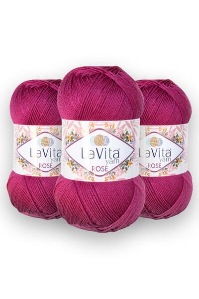 LaVita Yarn Rose 3 Pack Amigurumi, Punch, Etamine, Πλεκτό Χέρι Σπάνιο Taka Yarn (5129-fusya)