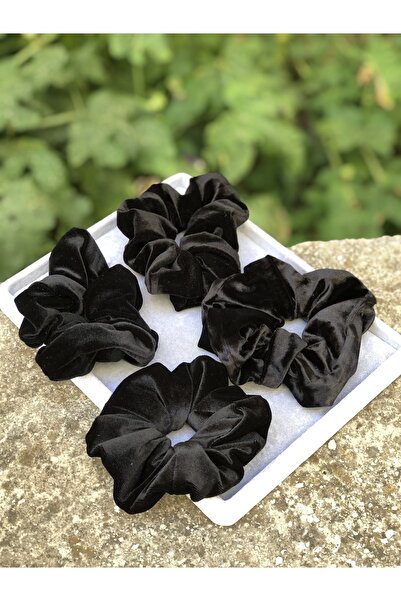 incix accessories Scrunchie din catifea din cauciuc, 4 piese, negru