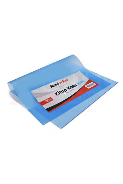 Four Office A4 Şeffaf Mavi 10'lu Paket Hazır Kitap Kabı - Bir Tarafı Yapışkan...