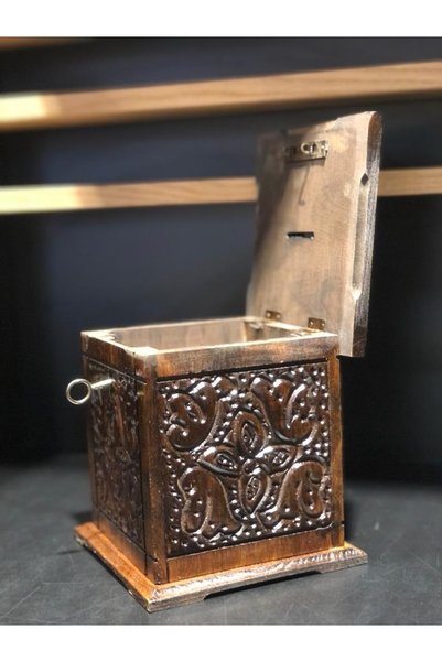 Lapidaria Decorative Custom Made Lockable Walnut Piggy Bank 18 Cm
