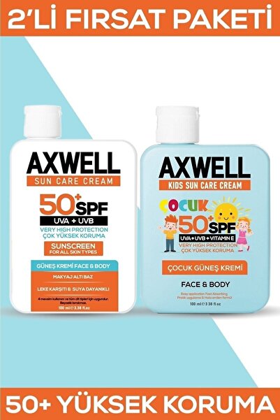 AXWELL 50+ Spf Yetişkin Ve Çocuk Güneş Kremi Seti