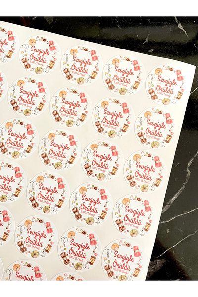 Hayal.kirtasiyesi Knitted with Love Sticker 4 Cm Opaque 35 Pieces Sticker