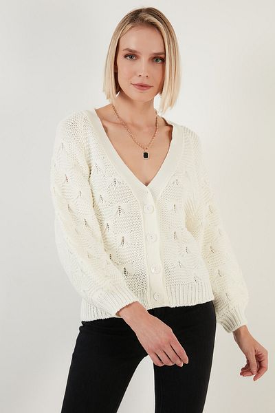 Lela V-Neck Buttoned Knitted Knitted Cardigan Women's Cardigan 6310007