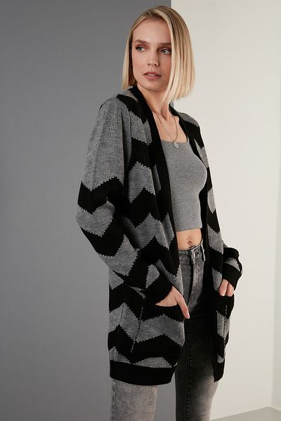 Lela Women's Color Block Pocket Long Cardigan 6310006