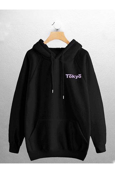 Joza Outdoors Hanorac unisex, femei, bărbați, cu imprimeu Tokyo Dragon, cu design negru