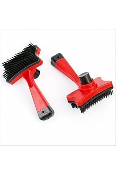 Ecoform Kedi Köpek Evcil Hayvan Tüy Tarama Ve Kaşıma Fırçası Tuşlu Kırmızı