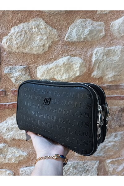 Just Polo 3 حقيبة كتف نسائية سوداء بولمي 4023