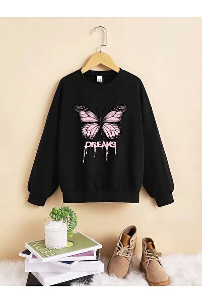 LePold سويت شيرت بناتي بطبعة أحلام سوداء