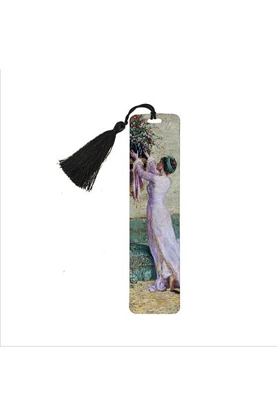 BAKSEPETE Girl Placing a Vase (Osman Hamdi Bey) Printed, Tasseled Bookmark (gift Bookmark, bookmark-107)