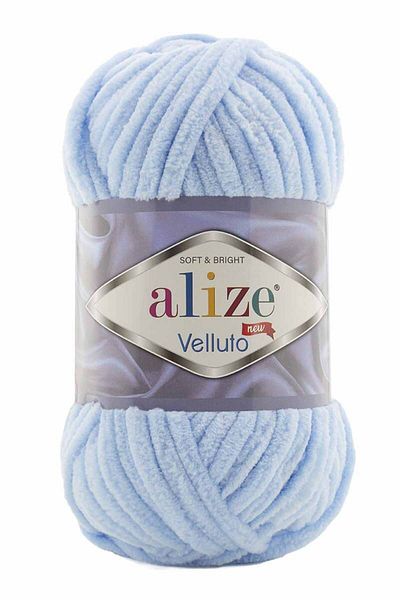 Alize Velluto 218 Baby Blue Velvet Hand Knitted Yarn Cardigan Booties Home Boots Scarf Hat Blanket Slippers