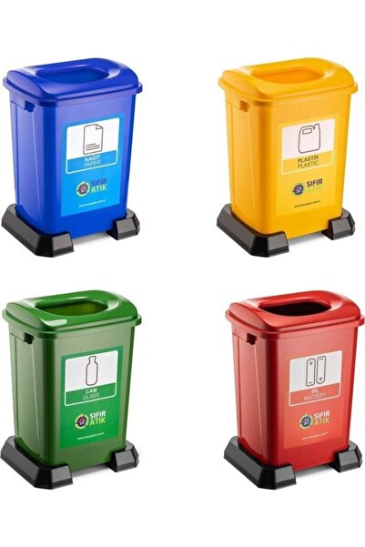 Bvlx Sıfır Atık Geri Dönüşüm Çöp Kutusu Kovası 50 Lt 4'lü Set