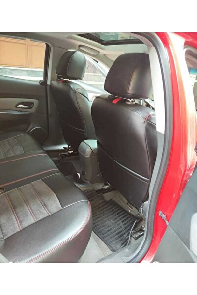 AKINCI شيفروليه كروز جلد أسود 2+1 نموذج خلفي خلفي - حبل أحمر