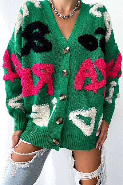FEMELLE Cardigan tricotat cu nasturi cu model