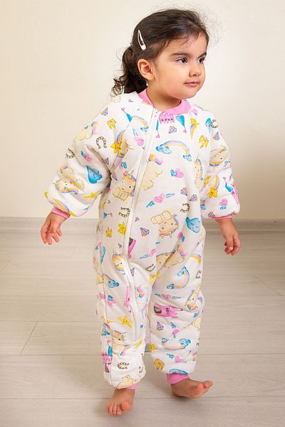 Mika Bebek & Çocuk Slim Fit Unicorn Patterned Pink Ribbed Fiber Filled 2.0 Tog Girl's Sleeping Bag