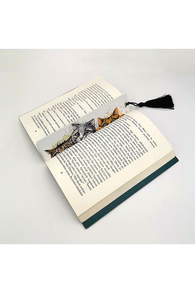 BAKSEPETE Cute Cats Printed, Tasseled Bookmark (gift Bookmark, bookmark-118)