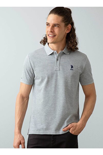 U.S. Polo Assn. Tricou pentru bărbați cu guler polo, gri melanj Tp04ıy9