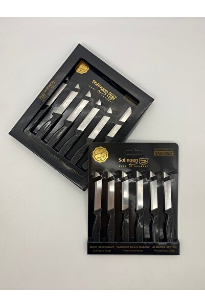 Solingen Siyah Simli Tırtıklı 12 Adet Meyve Bıçağı
