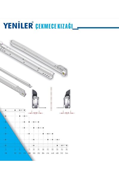 YENİLER Standart Çekmece Kızağı Dolap Çekmece Rayı Beyaz 40cm 1 Takım (y-çk-4...