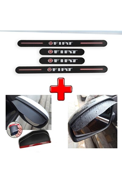 Aksefuar Lazer Fiat Grubu Carbon Kapı Eşiği + Ayna Yağmur Koruyucu
