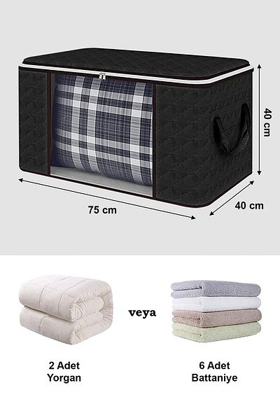 REKHOME Чанта за съхранение на пуловери, юрган, черна, голям размер, 3 броя, с прозорец / 75x40x40