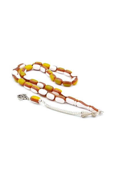 Murty99 Молитвени мъниста от камшик в зелено-бяла лисица - капсулова форма