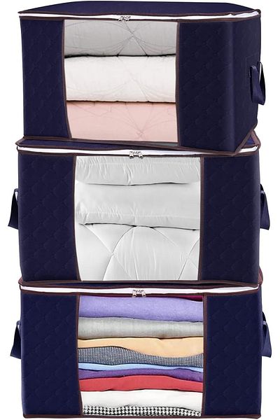 REKHOME 3 Pieces of Window Navy Blue Large Size Pillow Quilt Sweater Hurcu / 75x40x40